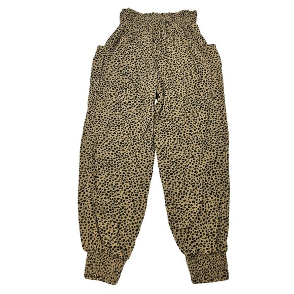 Aerie Womens Cheetah Print Jogger Pants Tan/Black Size Medium Pockets - Picture 6 of 8